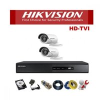 Combo 2 camera 1080P HIKVISION DS-2CE16D0T-IRP + DVR 4CH DS-7204HQHI-F1, 2 adaptor, 4 jack BNC, 1 Ổ HDD 500GB