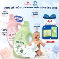 Combo 2 can nước giặt hữu cơ BB ECO hương cốm non và hương bạch trà, an toàn và dịu nhẹ cho da bé