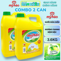 Combo 2 Can Nước Rửa Chén Mỹ Hảo Đậm Đặc Hương Chanh - Can 3.6kg ( Tặng 2 chai 390g)