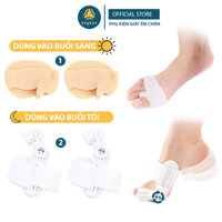Combo 2 cặp dụng cụ chỉnh hình ngón chân cái bị vẹo Hallux Valgus chất liệu nhựa PC và vớ silicone SEBS - Buybox - 2 Cặp trắng