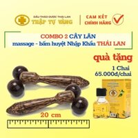 COMBO 2 Cây lăn gỗ Dụng cụ massager bấm huyệt Y HỌC CỖ TRUYỀN THÁI LAN 19x9cm tặng 1 chai dầu 80k
