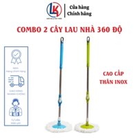 Combo 2 cây lau nhà 360 độ cao cấp thân inox lớn PP5 ( đã kèm bông lau )