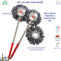 COMBO 2 cây lau nhà xoay 360 cao cấp- Tặng kèm 1 bông lau, cây lau thay thế cho các bộ lau nhà 360