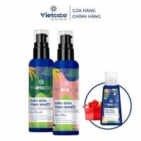 Combo 2 chai Dầu dừa tinh khiết mỹ phẩm Vietcoco 90ml/Chai - Hương Hoa Nhài và Sả Chanh (tặng 01 chai 50ml)