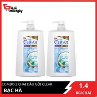 COMBO 2 Chai dầu gội Clear Bạc hà 1400g