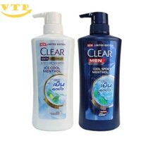 Combo 2 Chai Dầu Gội Clear Bạc Hà 400ml Clear Men 410ml