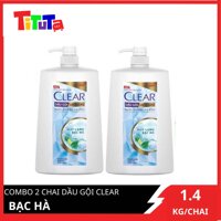 COMBO 2 Chai dầu gội Clear Bạc hà 1400g