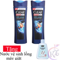 Combo 2 chai Dầu gội đầu Clear Men sạch gàu chai 340g hương Gió Biển & Hổ Phách Tặng 1 chai nước tẩy vệ sinh lồng giặt