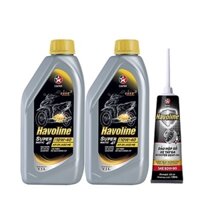 Combo 2 chai dầu nhớt xe tay ga Caltex Havoline SuperMatic 4T SAE 10W-40 1L tặng kèm nhớt hộp số xe tay ga