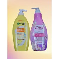 Combo 2 chai dưỡng thể Garnier Bight Extra 400ml + Citra AHA 320ml bộ đôi làm trắng da Thái Lan