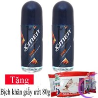 Combo 2 chai Lăn khử mùi Xmen Fire 50ml Ative thơm mạnh mẽ Tặng 1 bịch khăn giấy ướt 80 tờ - Lăn nách nam X-men