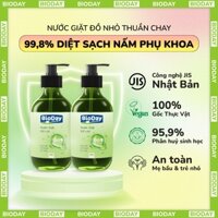 COMBO 2 CHAI nước giặt đồ lót thuần chay BioDay 300ml, 100% gốc thực vật, sạch khuẩn, nấm phụ khoa Candida, pH cân bằng