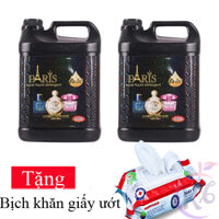 Combo 2 chai Nước giặt quần áo Paris can 5 lít hương nước hoa Pháp 9in1 thơm lâu bền vải (Đen) Tặng 1 bịch khăn giấy ướt
