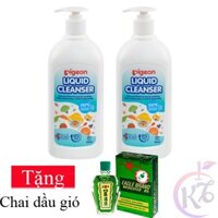 Combo 2 chai Nước rửa bình sữa Pigeon hương Tự Nhiên chai 700ml - Phiên Bản Mới - Tặng 1 chai dầu gió xanh 24ml