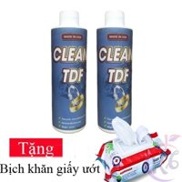 Combo 2 chai Nước rửa vàng bạc trang sức, nữ trang Clean TDF chai 300ml Tặng 1 bịch khăn giấy ướt 80 tờ