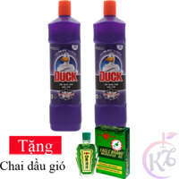 Combo 2 chai Nước tẩy bồn cầu Duck chai 900ml Tặng 1 chai dầu gió xanh - dung dịch vệ sinh nhà tắm, toilet
