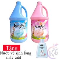 Combo 2 chai Nước xả vải Comfort Thái Lan Otic can 3.8 lít (Xanh+Hồng) Tặng chai nước tẩy vệ sinh lồng máy giặt Nhật Bản
