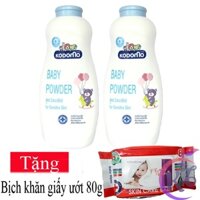 Combo 2 chai phấn Kodomo 350g Extra Mild ngừa rôm sẩy cho trẻ em Tặng khăn giấy ướt / bông tắm / tăm bông / bông phấn