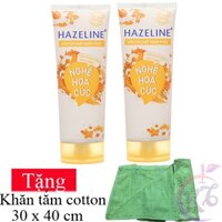 Combo 2 chai Sữa rửa mặt ngừa mụn Hazeline Nghệ Hoa Cúc tuýp 100g Tặng 1 khăn tắm cotton siêu mềm 30x40cm màu ngẫu nhiên