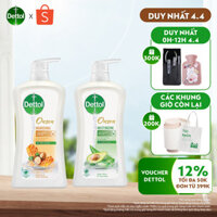 Combo 2 Chai Sũa Tắm Dettol Onzen Mật Ong Kháng Khuẩn Dưỡng Thể và Dưỡng Ẩm Lô Hội & Bơ (950G/Chai)