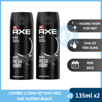 Combo 2 chai xịt khử mùi Axe Black 135ml - Xịt ngăn mùi hương nước hoa body mist toàn thân kháng khuẩn giảm mồ hôi nách
