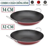 [COMBO 2 CHẢO] 2 chảo chống dính KYOFA sâu lòng 2 quai đường kính 34 cm và 32 cm Cao cấp/Chảo chiên xào chống dính