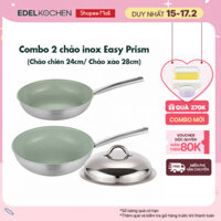 Combo 2 chảo inox Edelkochen Easy Prism - Màu Eco Green (Chảo chiên 24cm/ Chảo xào 28cm)