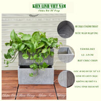 Combo 2 chậu chữ nhật Kiên Linh D30x R15cm treo tường ốp tường trồng cây bằng đá tự nhiên siêu bền