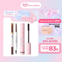 Combo 2 Chì kẻ mày barenbliss không vón bền màu + Mascara kháng nước suốt 24h Roll To Volume 8g