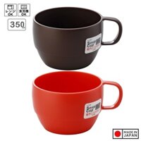 Combo 2 cốc đựng súp có quai cầm cao cấp inomata nâu &amp; đỏ