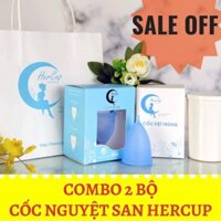 COMBO 2 Cốc Nguyệt San HERCUP nhập khẩu Mỹ [ Tặng full viên tiệt trùng, cốc khử trùng, dung dịch vệ sinh ]