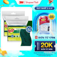Combo 2 Cước rửa chén siêu sạch có mút 3M™ Scotch-Brite®, hình sóng, 3 miếng/gói, Làm sạch các vết bẩn cứng đầu