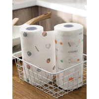 Combo 2 Cuộn 80 Tờ 1 cuộn Khăn Giấy Lau Bếp Đa Năng Họa Tiết - Tặng 1 quả bóng cao su
