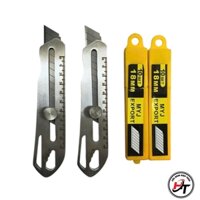 Combo 2 Dao rọc giấy inox 201 đa năng TẶNG 2 hộp lưỡi dao trổ dọc cắt giấy mini 18mm cao cấp dày 3 chức năng DRG-T3CN2L