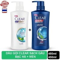 COMBO 2 dầu gội clear men 450ML và clear bạc hà 480 ML mẫu mới 2020