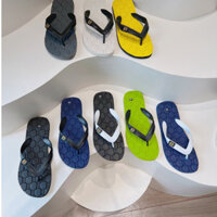 Combo 2 Dép Kẹp Nam Xỏ Ngón Mũi Tròn Logo HD Hoa Văn Dập Nổi Đế Bệt Cao Su Mềm Êm Chân C2