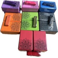 Combo 2 Gạch tập Yoga, Gối tập yoga blocks in hoa MANDALA cao cấp EVA Cứng gấp 3 lần loại thông thường kèm dây đai yoga