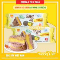 Combo 2 gói bánh in Tân Huê Viên nếp than đậu xanh sầu riêng 360gr 6 bánh tròn, bánh in Sóc Trăng đặc sản miền Tây