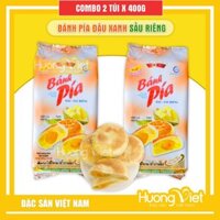 Combo 2 gói bánh pía Sóc Trăng Tân Huê Viên 2 sao 400gr, đậu xanh sầu riêng 1 trứng, bánh pía Hương Việt Mart