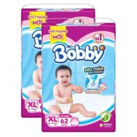 Combo 2 gói Bỉm tã dán Bobby siêu thấm size XL 62 miếng (12-17kg)