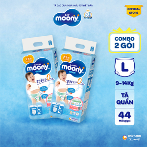 Combo 2 gói bỉm - tã quần Moony cho bé trai XL38