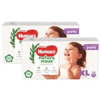 Combo 2 gói Bỉm tã quần Huggies Platinum Nature Made size XL 38 miếng (12-18kg)
