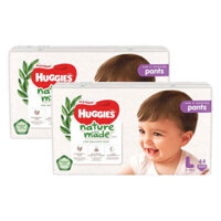 Combo 2 gói Bỉm tã quần Huggies Platinum Nature Made L size 44 miếng (9-14kg)