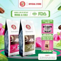 COMBO 2 GÓI Cà phê hạt Moka và Culi rang mộc nguyên chất Copen Coffee 200G/ gói - dành cho pha phin vị đậm đà, tinh tế