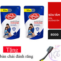 Combo 2 gói Sữa tắm Lifebuoy túi 800g Tặng 1 bàn chải đánh răng - diệt khuẩn 99,99% dưỡng ẩm chăm sóc da