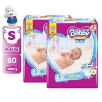 Combo 2 gói Tã dán Bobby size S80 / S80+2m / S80+6m (tã dán sơ sinh cho bé từ 4-8 kg)