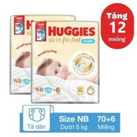 COMBO 2 gói Tã dán sơ sinh Huggies NB70+6m (Skin perfect) tã dán cho trẻ sơ sinh