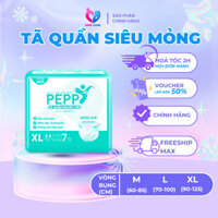 COMBO 2 gói Tã Quần Người Già Peppy Siêu Mỏng, Bỉm Quần Người Già Kháng Khuẩn Size  XL7 Miếng