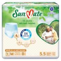 Combo 2 Gói Tã Quần Người Lớn Sunmate Khô Thoáng M8 8 Miếng Gói