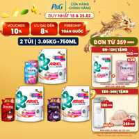 Combo 2 Gồm Nước Giặt ARIEL Cửa Trước Hương Nắng Sớm 3.2kg/3.5kg Và Nước Xả DOWNY 750ML/800ML Đam Mê/Huyền Bí/Nắng Mai